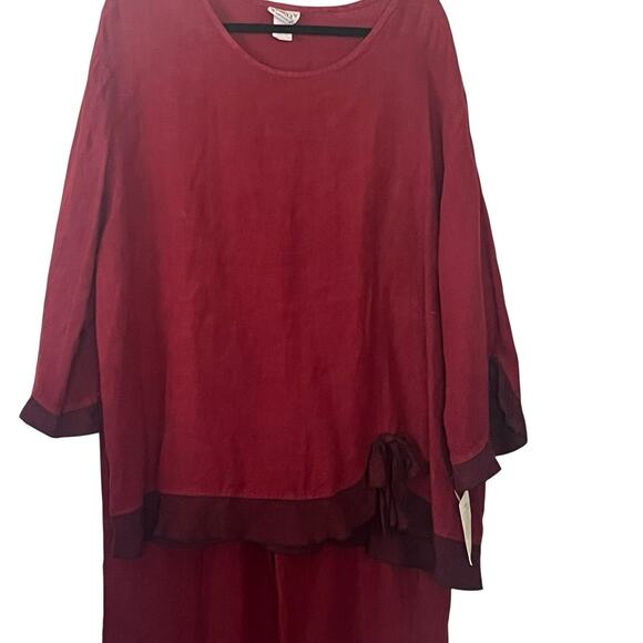 NWT Vintage DONNA USA Linen 2-Piece Outfit Size 3XL Pants Tunic Top Ruffled NOS - Picture 4 of 12